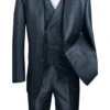 Midnight Blue Modern Fit Shiny Sharkskin 2 Button 3 Piece Suit