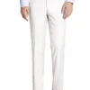 White Slim Fit Dress Pants Flat Front Pre-hemmed
