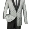 Polka Dots Fashion Suit 2 Buttons 2 Piece Slim Fit Gray
