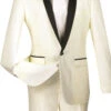 Kingsman Collection - Shawl Collar Slim Fit Tuxedo 2 Piece 1 Button Ivory