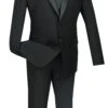 Slim Fit 2 Piece Dress Tuxedo Single Breasted 2 Button Design In Black